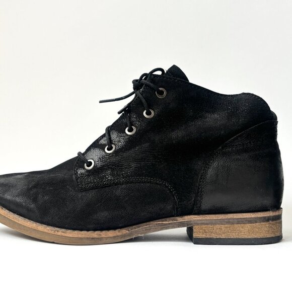 Diba Eli Genuine Black Suede Leather Combat Ankle Booties - sz 8 - Picture 6 of 12